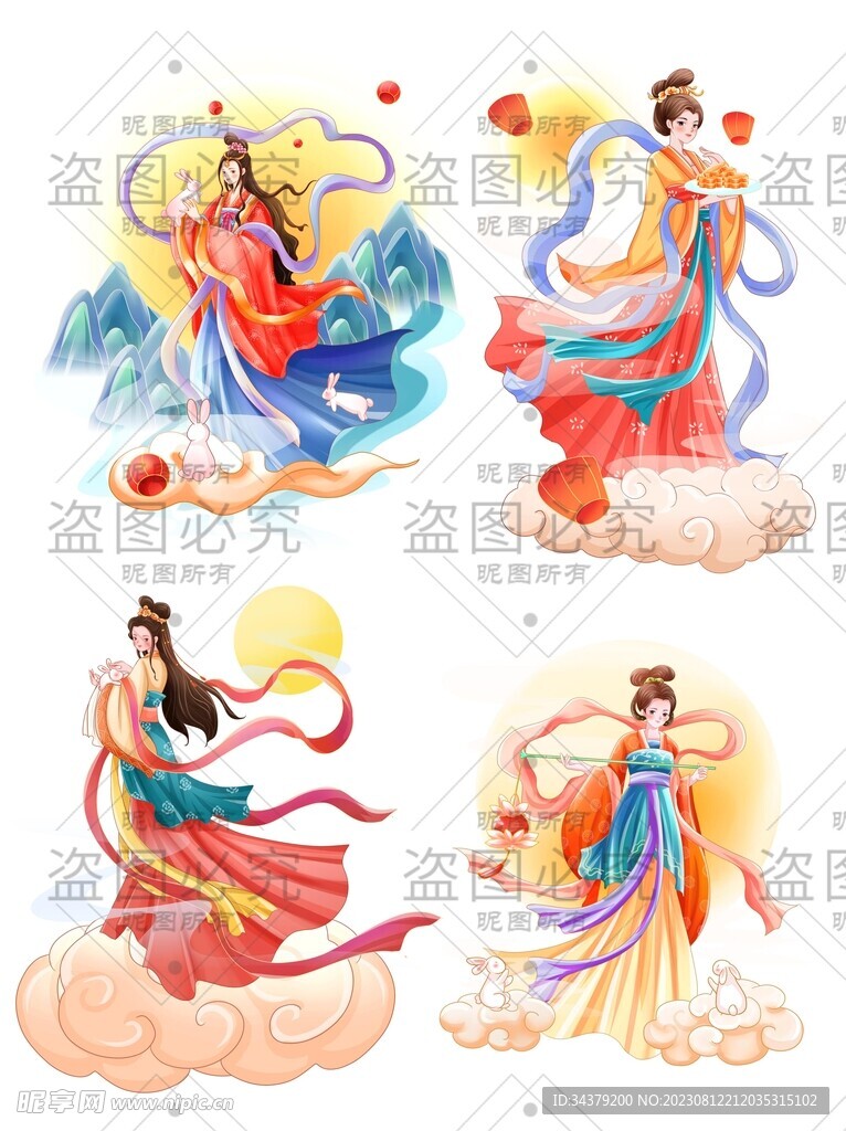 中秋节嫦娥奔月国潮设计元素合