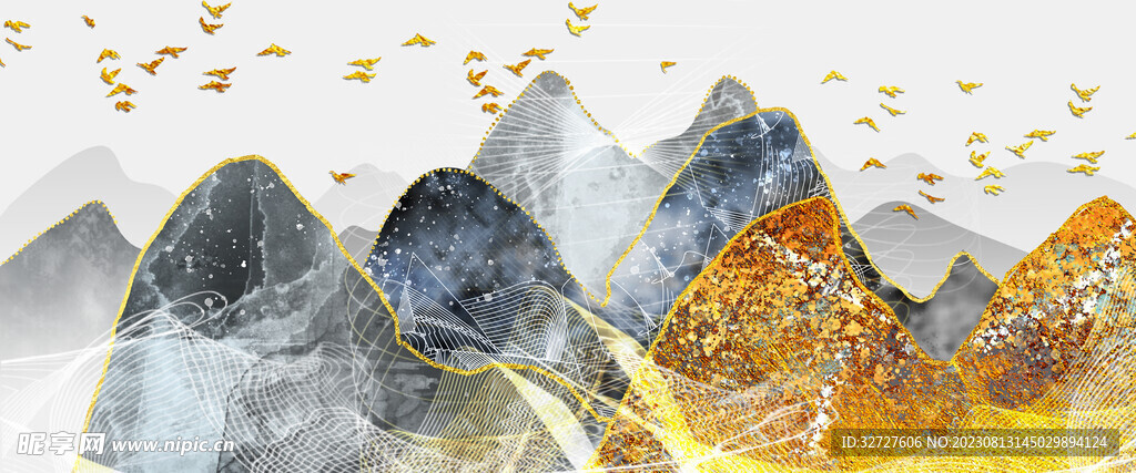 新中式山水背景墙