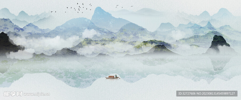 水墨抽象山水装饰画