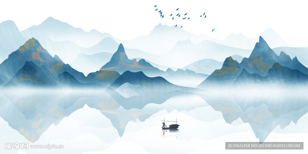 新中式山水背景墙