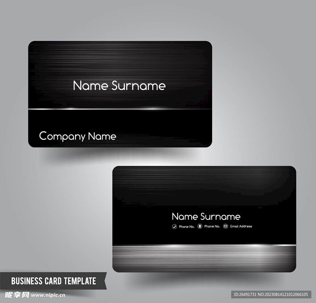 黑色金属感简约商务企业名片