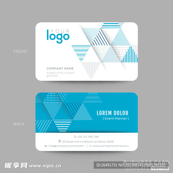 蓝色几何方块商务企业名片模板