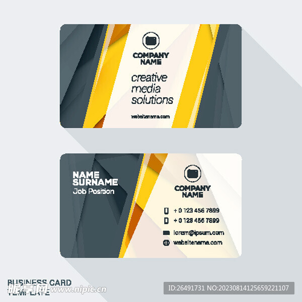 黑黄竖条个人商务企业名片模板