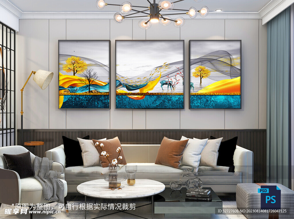 新中式麋鹿山水