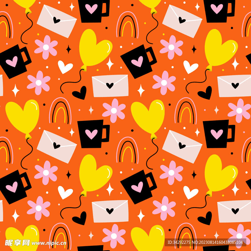 爱心信封卡通背景