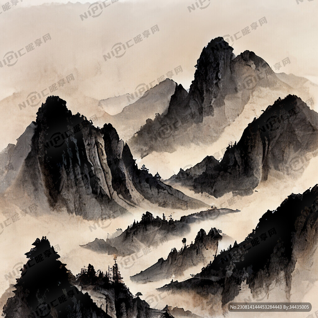 山谷 中国风 中国画 山水