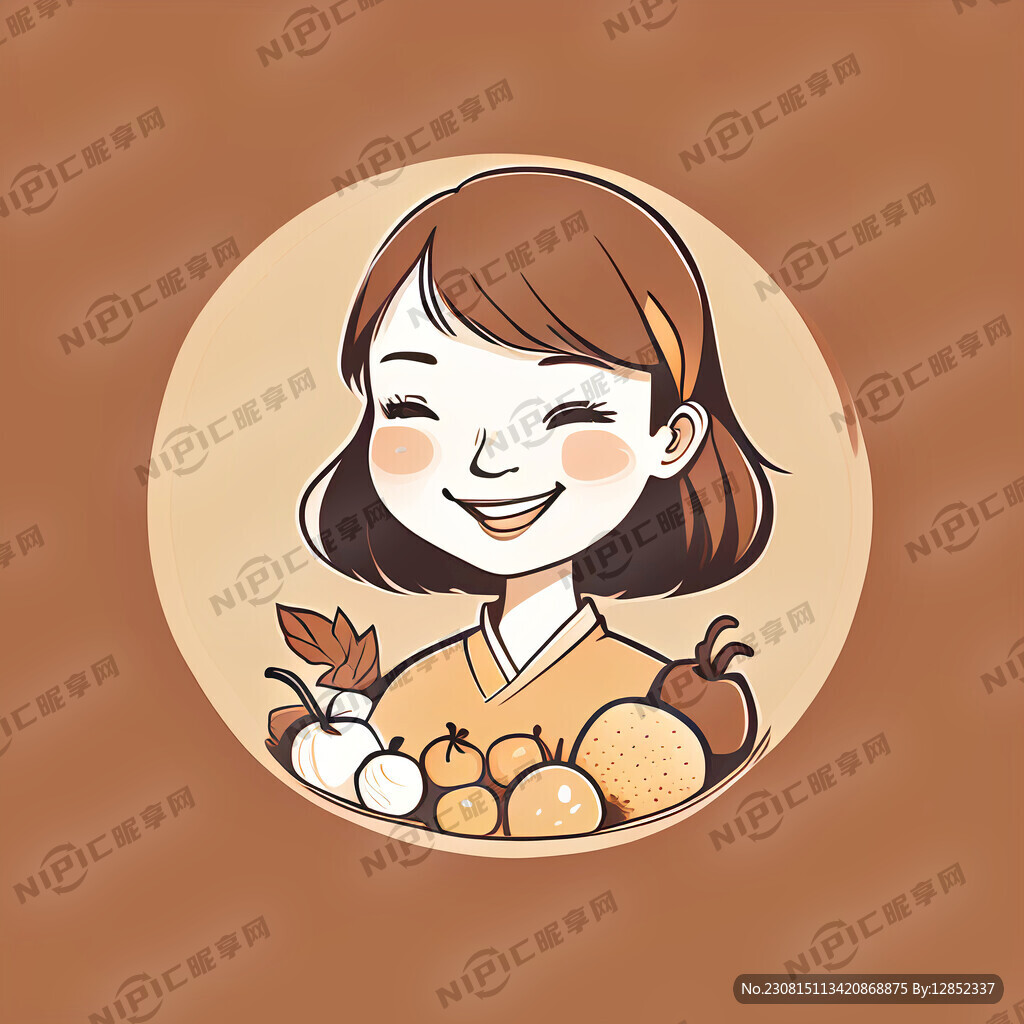 卡通 简约 简笔画 暖色 女孩