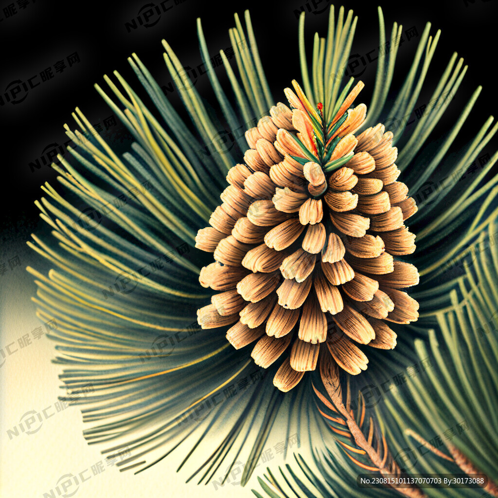 松花粉 插画 松花特写