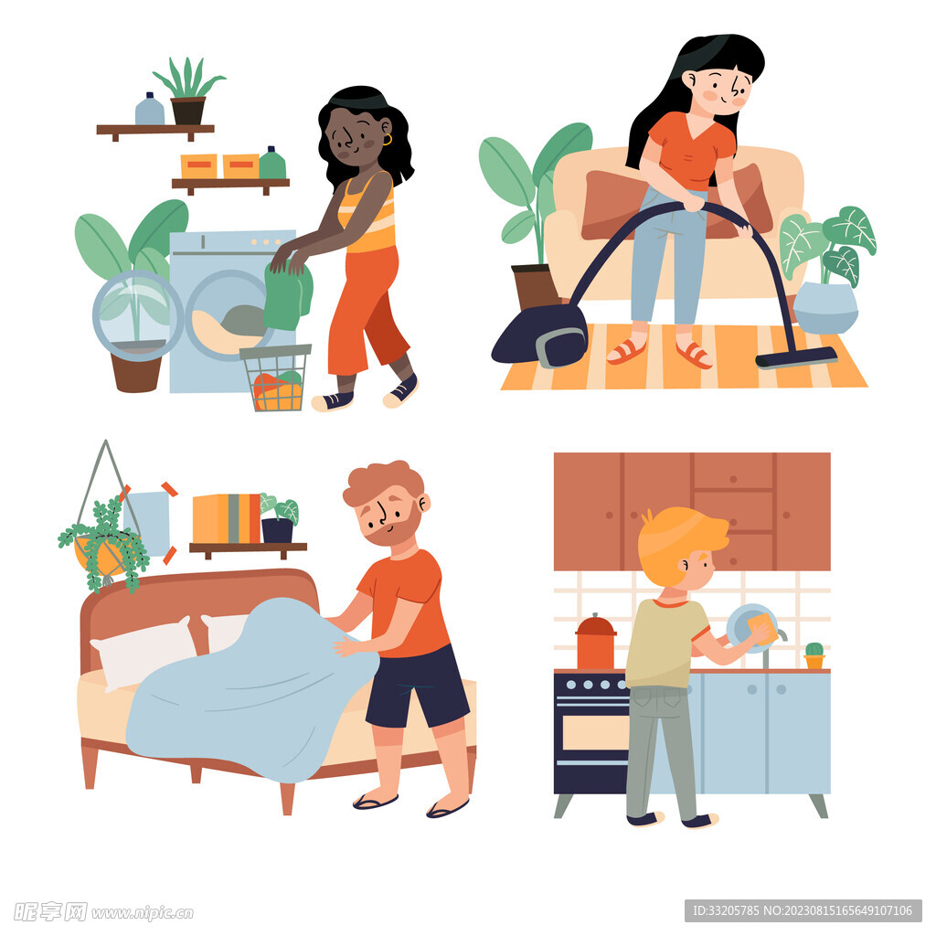 做家务的年轻人