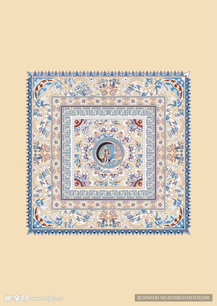 碎花底纹地毯民族风图案