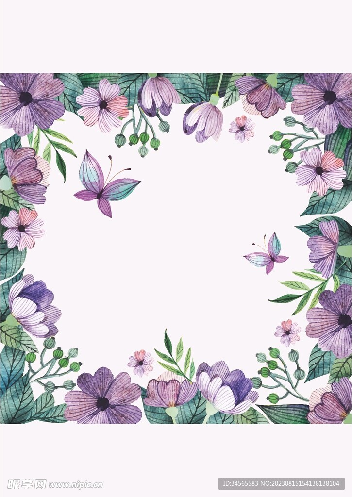 紫色花朵植物相框