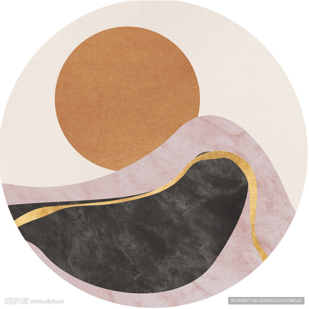 山峦日出圆形挂画装饰画