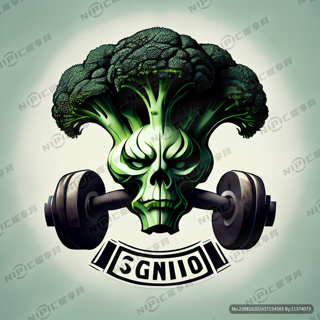 西兰花和哑铃结合的标志