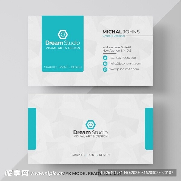 蓝灰色简约公司企业个人名片模板