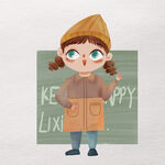 插画人物复古女孩