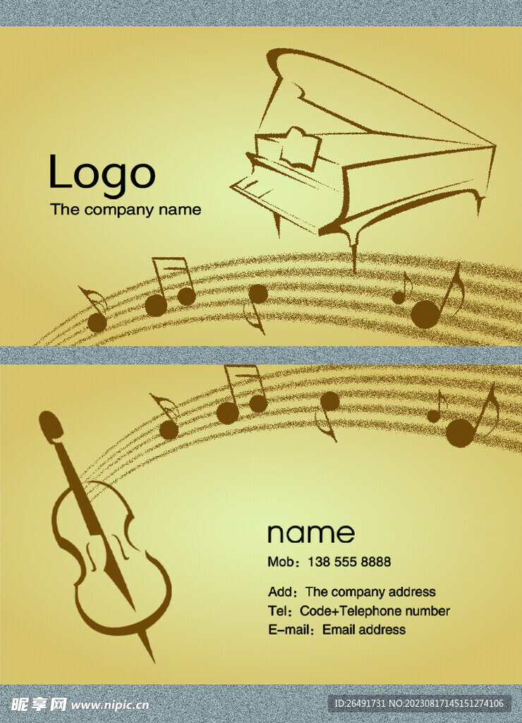 黄色音乐个人公司名片模板