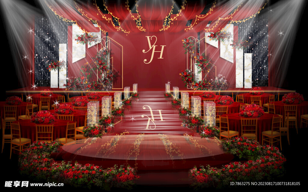 红金婚礼效果图