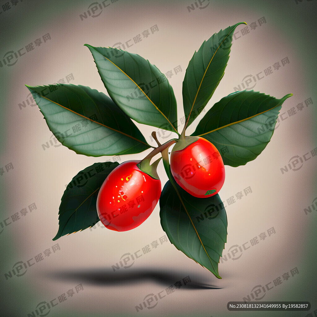 一颗完整的立着的新鲜的带两片绿