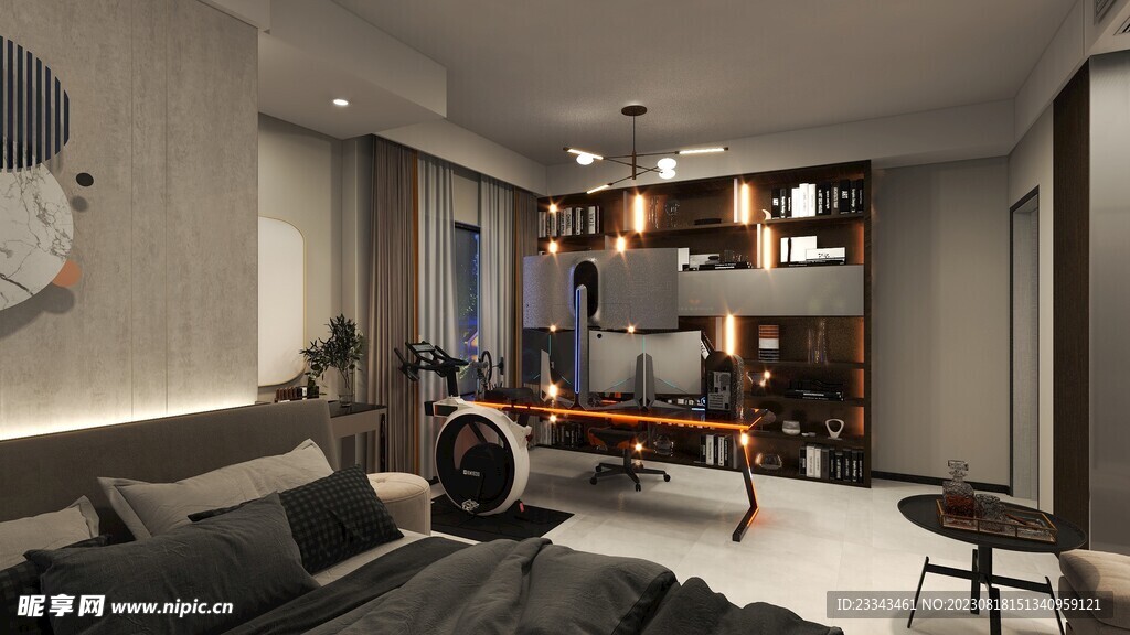 电竞卧室效果图