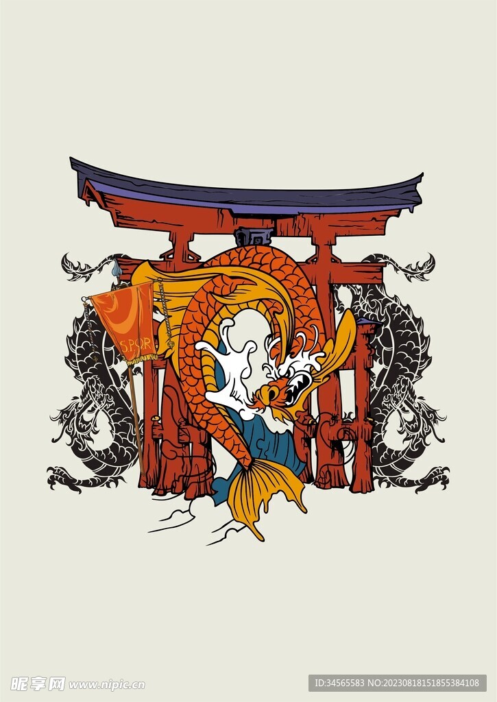 巨龙守护保护门城中国龙