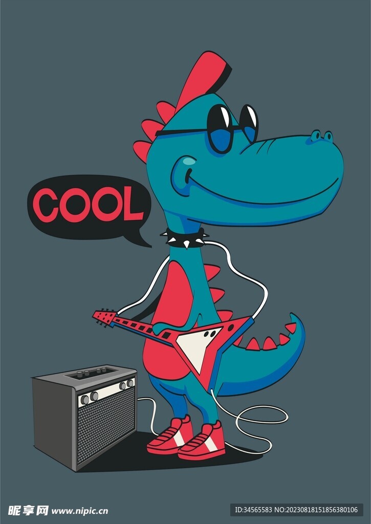 恐龙音乐会玩贝斯电吉他cool