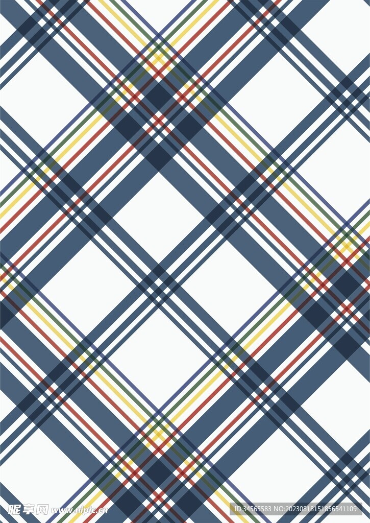 蓝白格纹红黄绿撞色布底