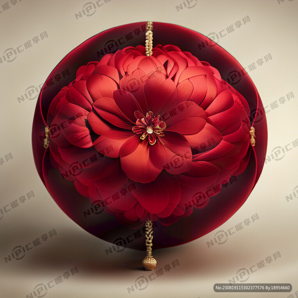 结婚红绣球绸缎