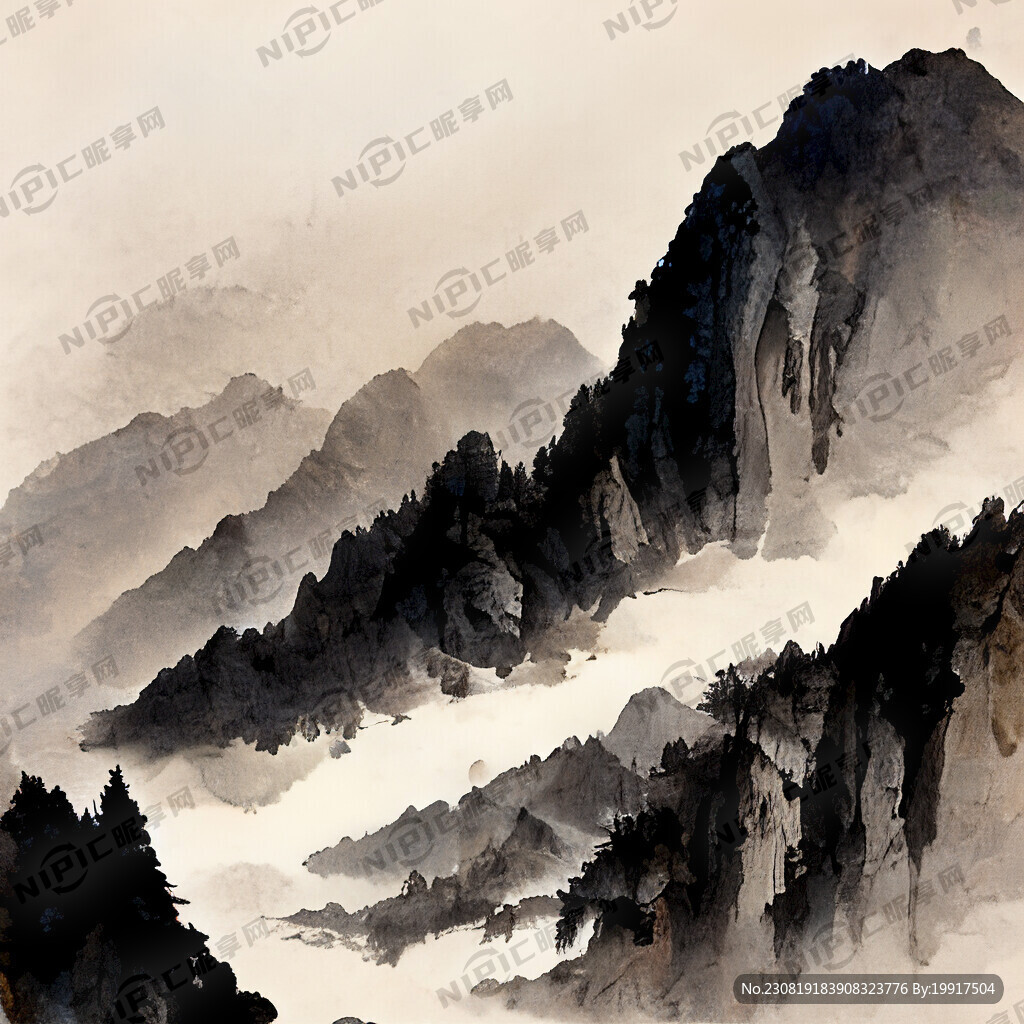 山谷 中国风 中国画 山水