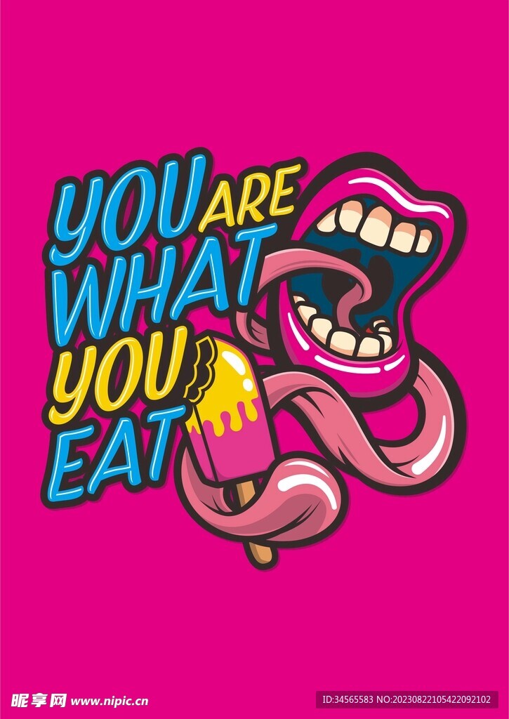 吃零食大嘴巴大舌头个性涂鸦