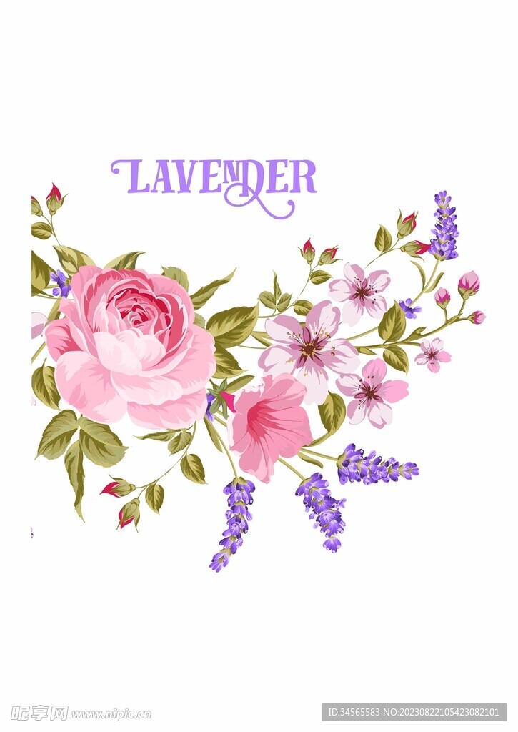 粉红色紫色优雅花灰艺术字组合