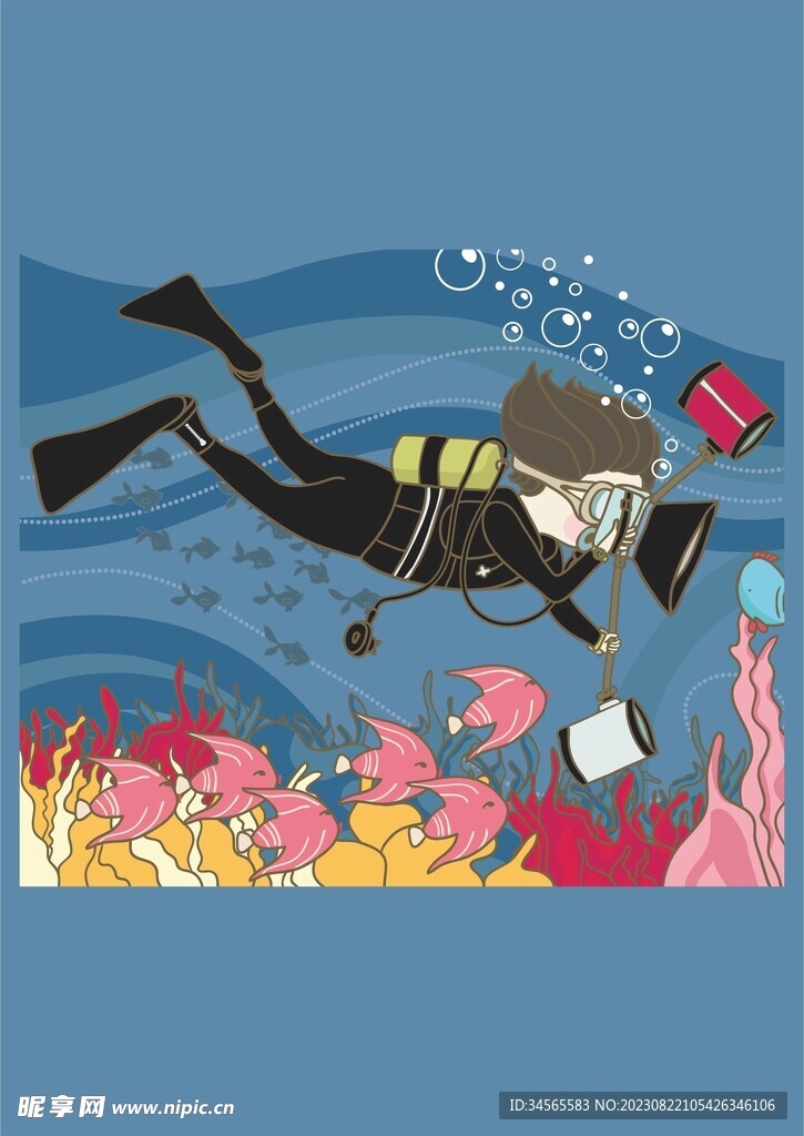 潜水员夏季游泳潜水