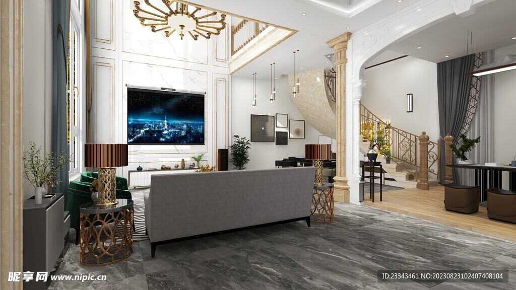 欧式客厅效果图