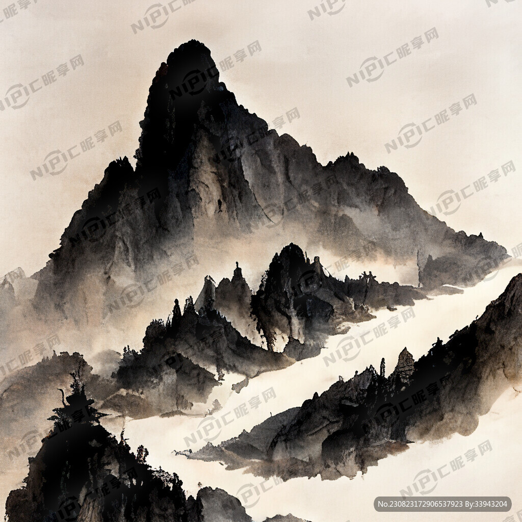 山谷 中国风 中国画 山水