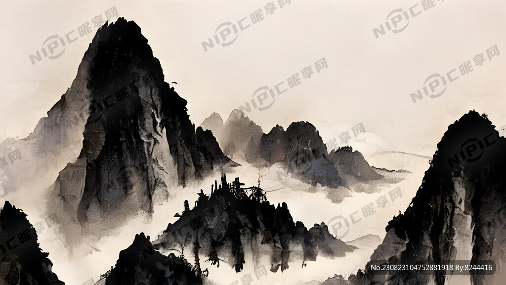 中国风 中国画 山水 水墨风格