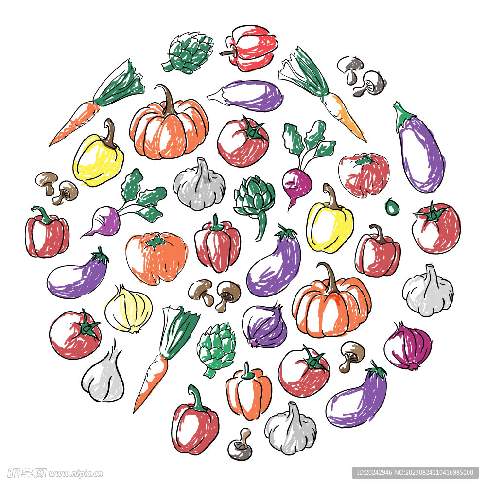 手绘蔬菜水果