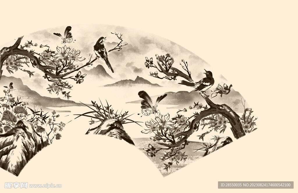 喜上眉梢 水墨插画 手绘