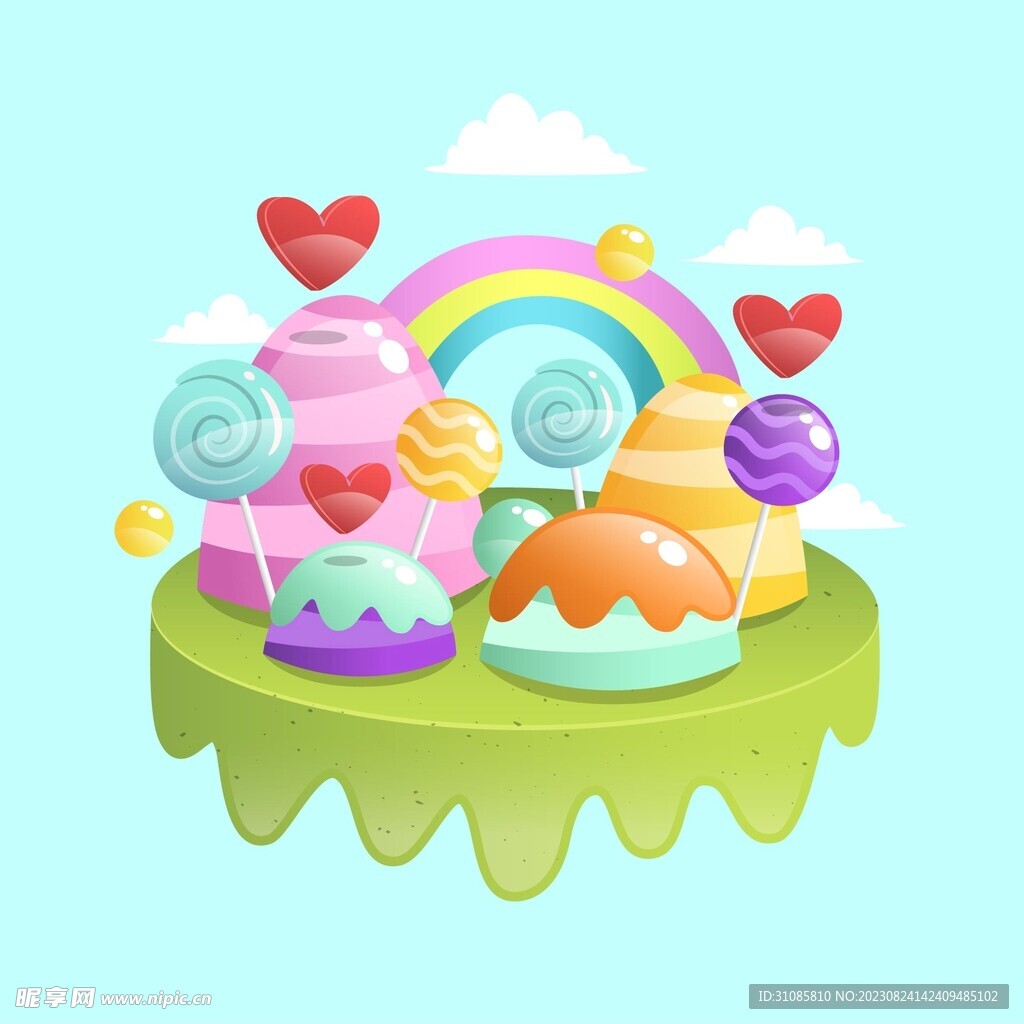 卡通蛋糕彩虹棒棒糖美陈场景