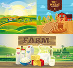 创意有机农业农场矢量素材 