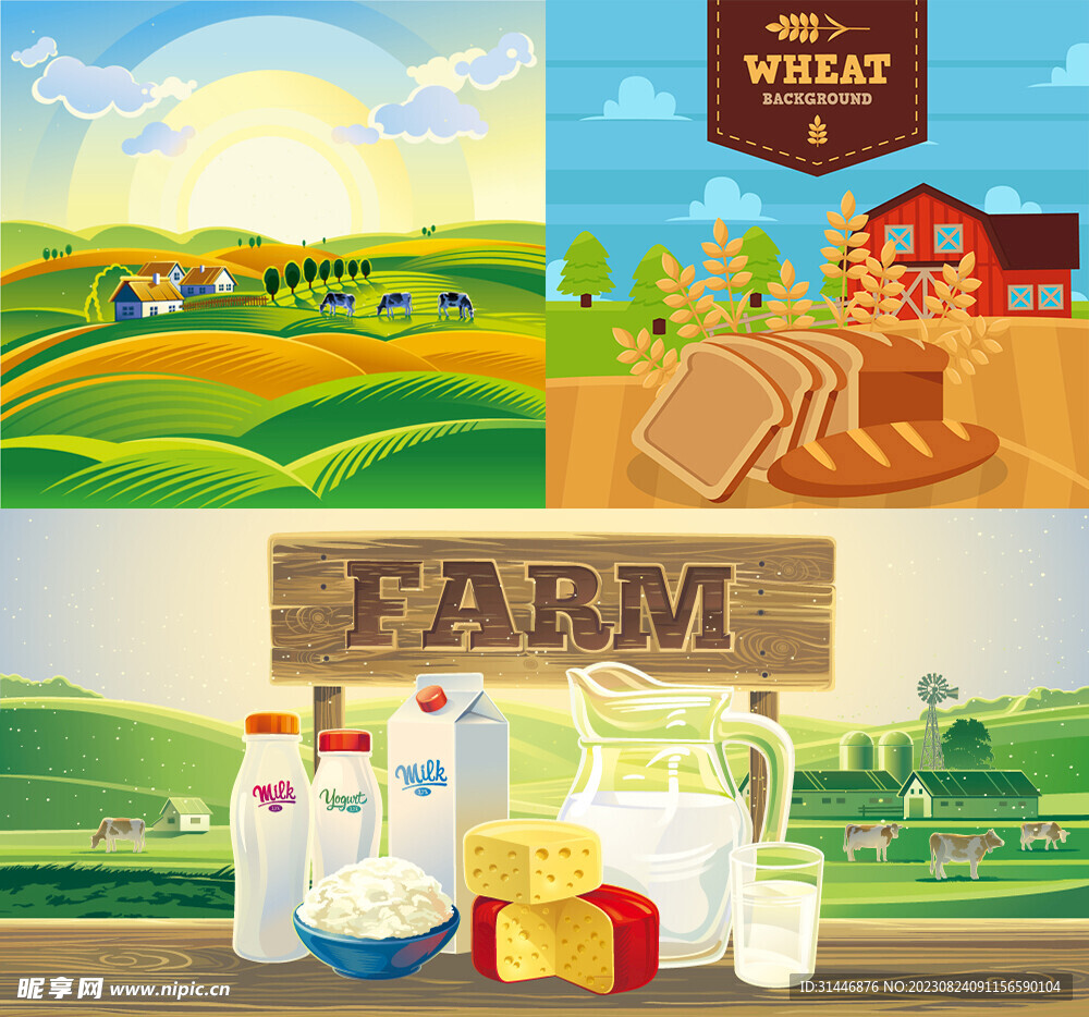 创意有机农业农场矢量素材 