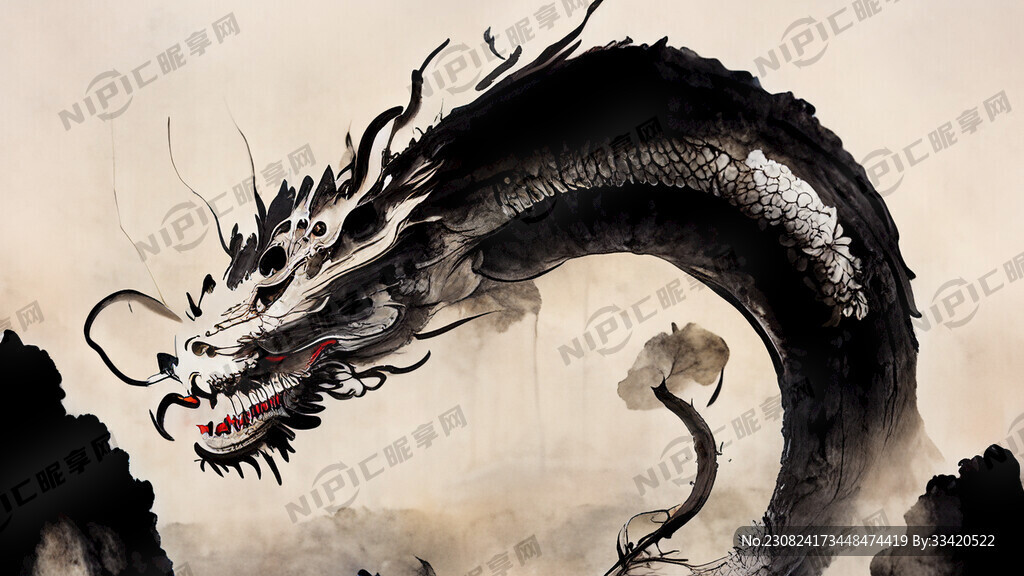 中国龙工笔古风跃龙门超高清中式