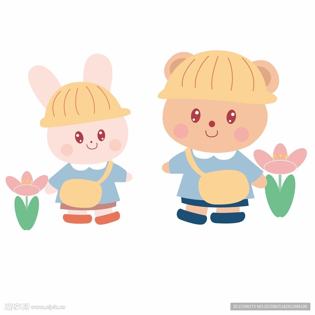 矢量卡通小兔子小熊
