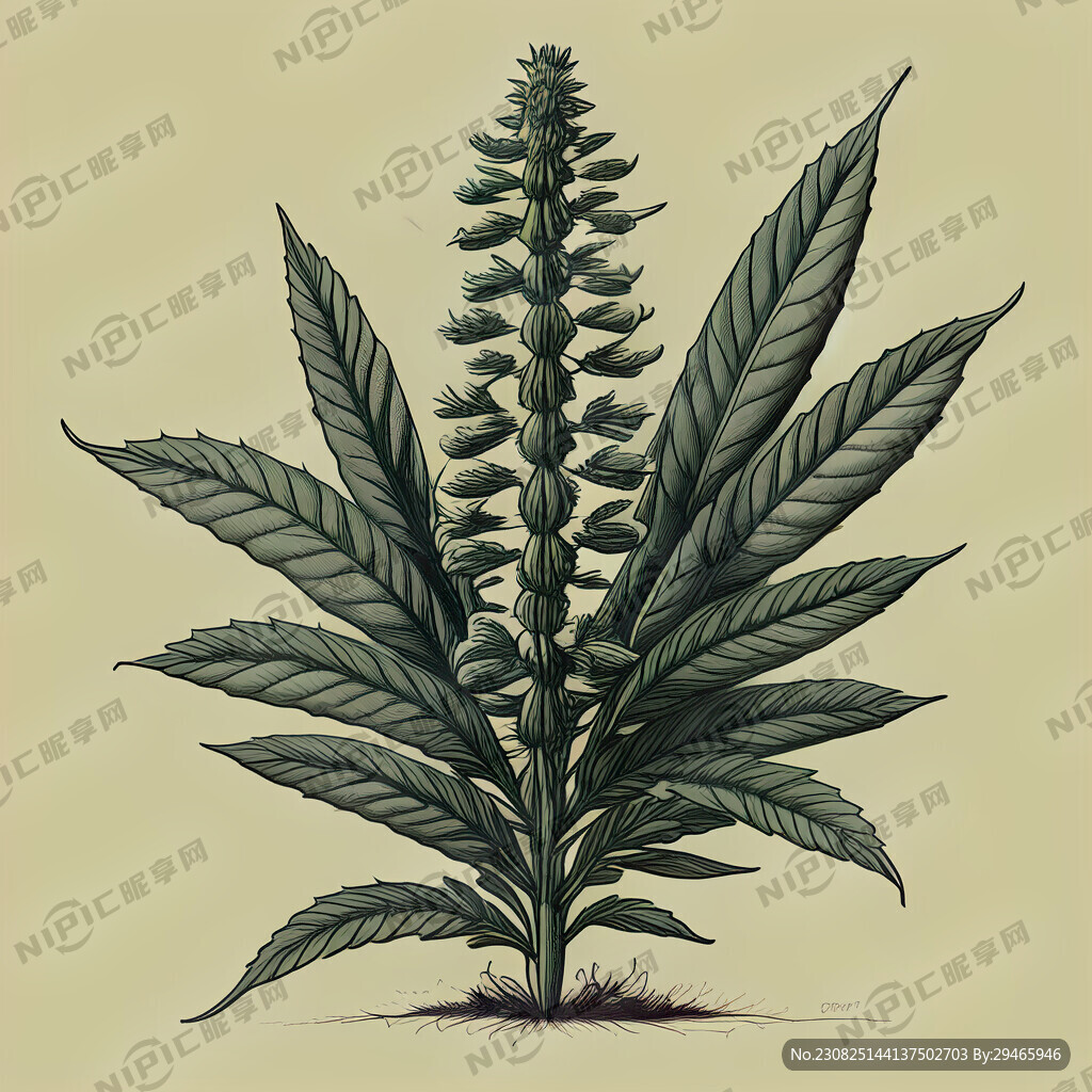 芝麻 植物 线描 叶子