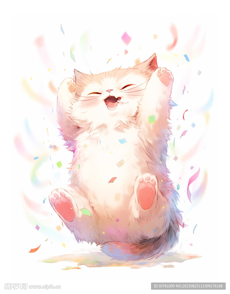 卡通手绘可爱小猫插画素材