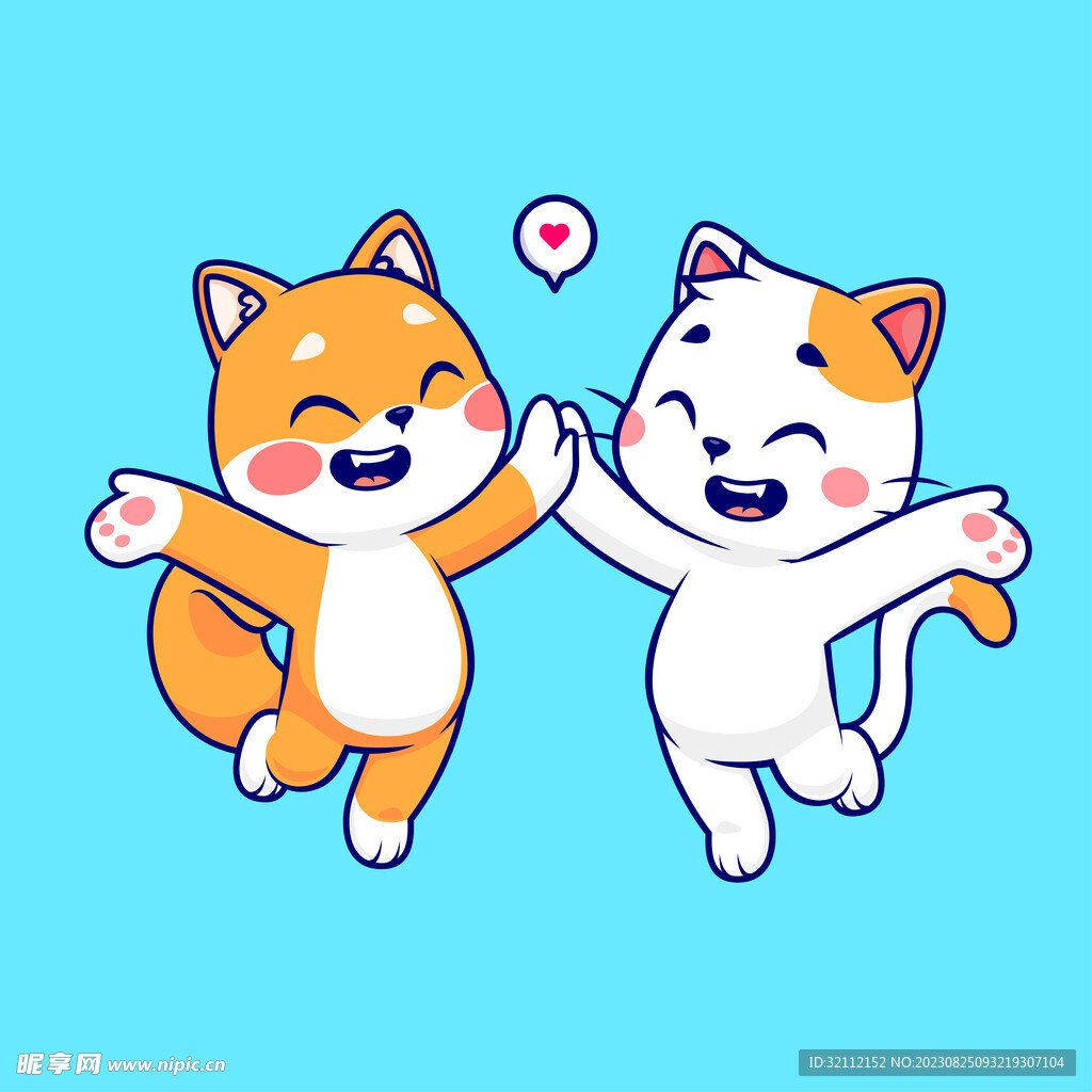 矢量卡通小猫小狗