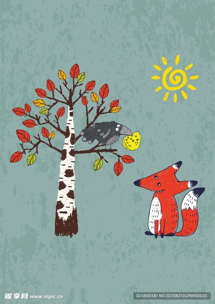 秋季狐狸乌鸦对视