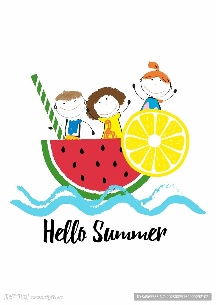 夏季清爽冰凉西瓜童趣