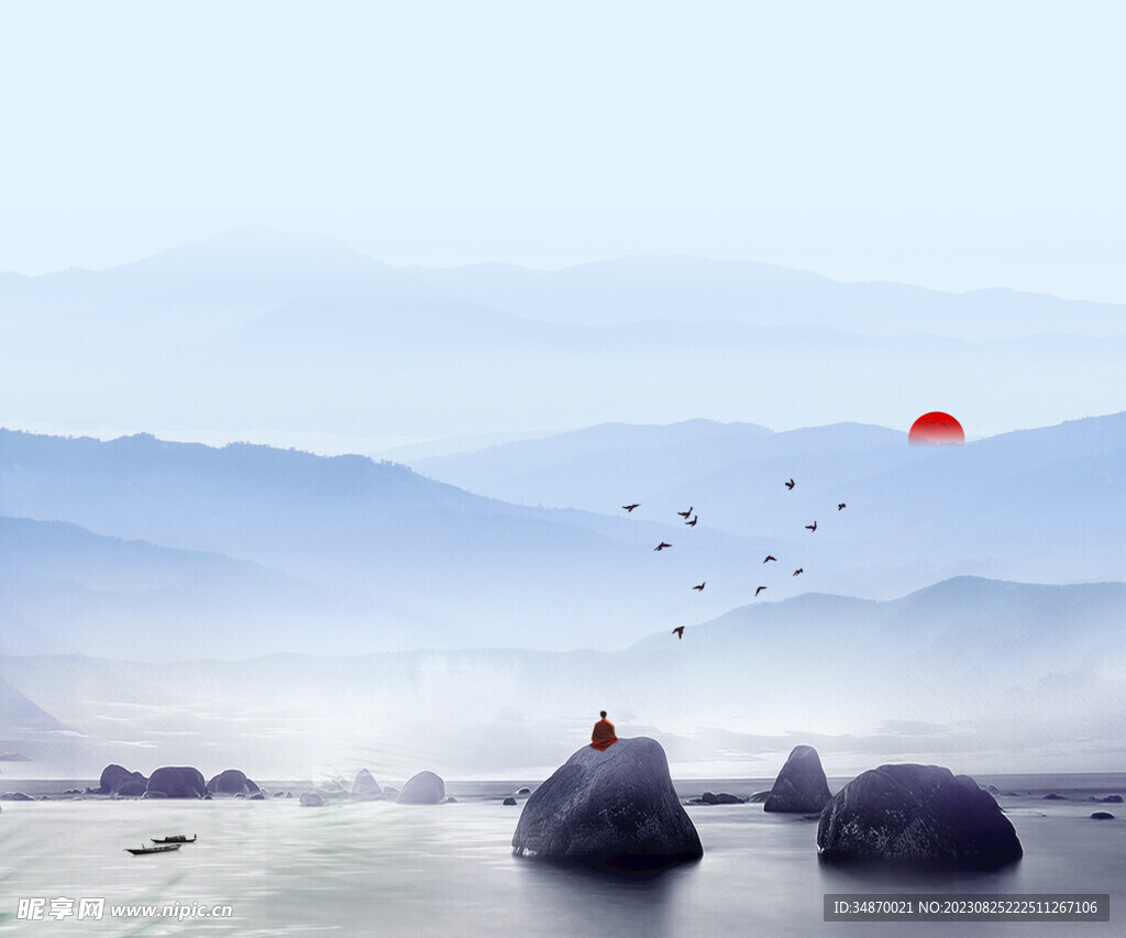 中国风水墨元素背景