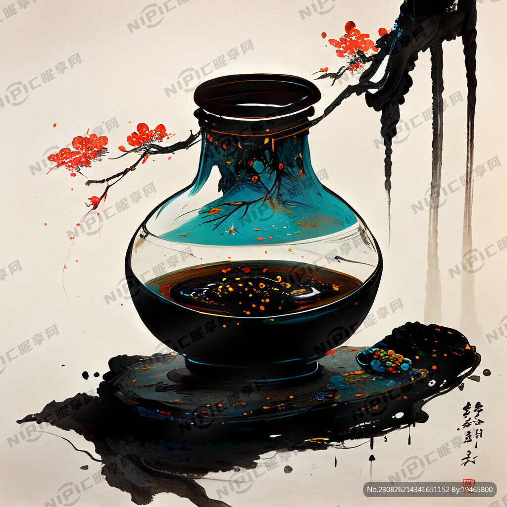 传统工艺酿造酱油插画