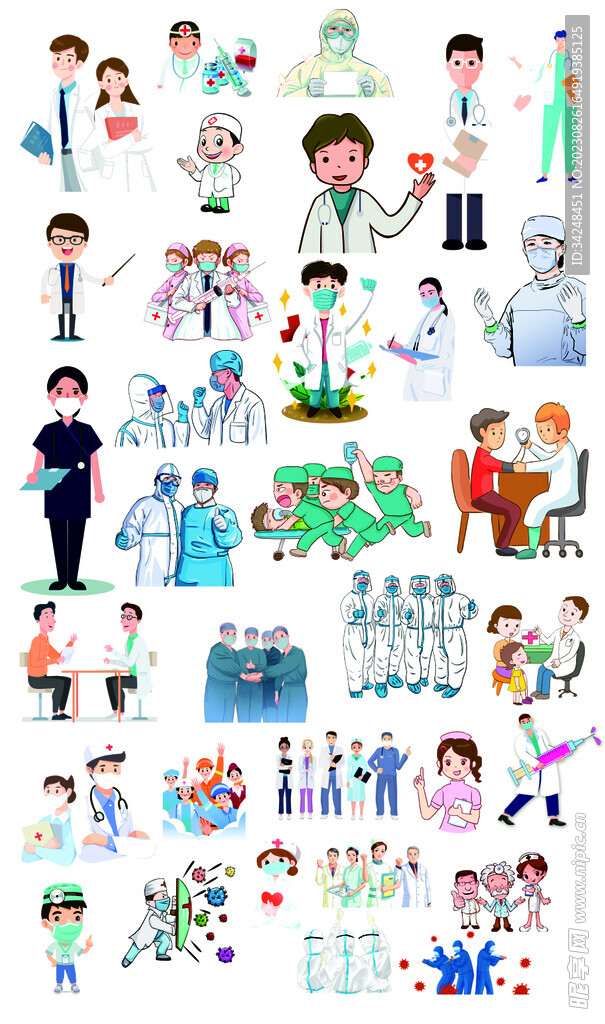 医护人员卡通免扣素材