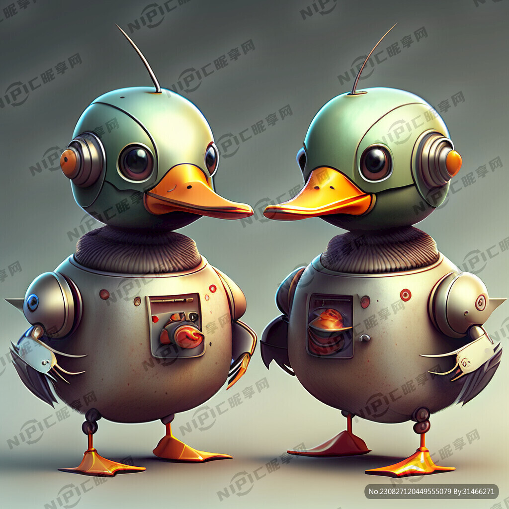 画一个两只头烤鸭机器人